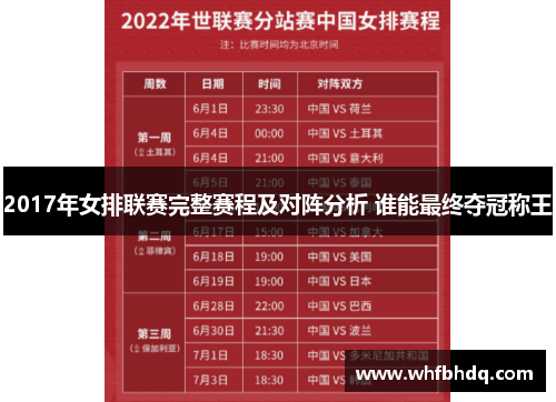 2017年女排联赛完整赛程及对阵分析 谁能最终夺冠称王